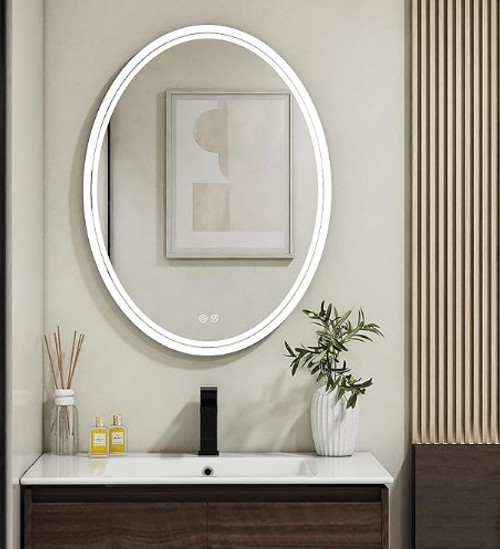 Oval LED Bathroom Mirror 28''