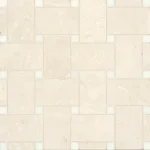 Jumbo Basketweave Beige Marble Honed Thassos Dot 12"x12" sht- 001