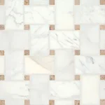 Jumbo Basketweave Calacatta Marble Honed Jura Beige Dot 12"x12" sht- 001