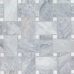 Jumbo Basketweave Glorious Blue Marble Honed Thassos Dot 12"x12"- 001