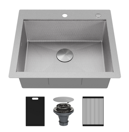 Matrix 25" Top Mount Silver Workstation Sink with Accessories- 032