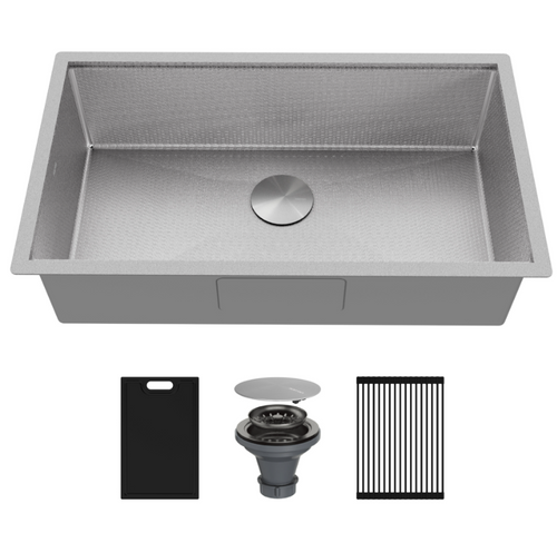 Matrix 32" Undermount Silver Workstation Sink with Accessories- 032
