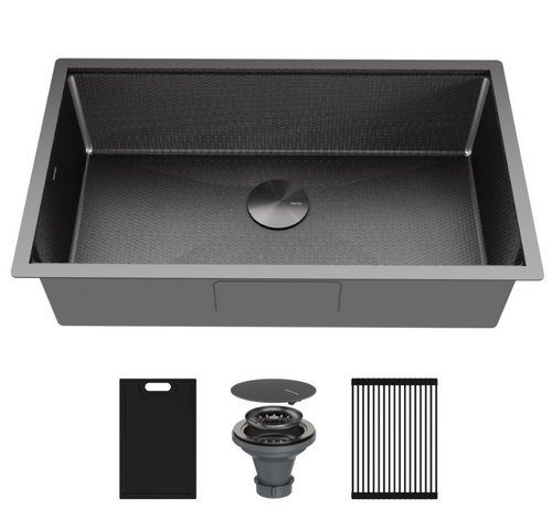 Matrix 32" Undermount Gunmetal Grey Workstation Sink with Accessories- 032