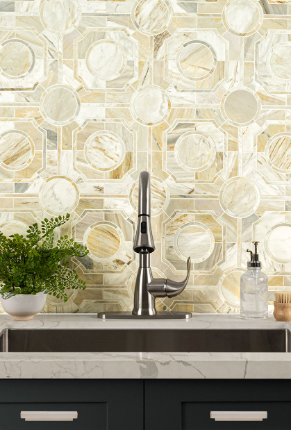 Athena Gold Polished Marble Regency Tile- 029
