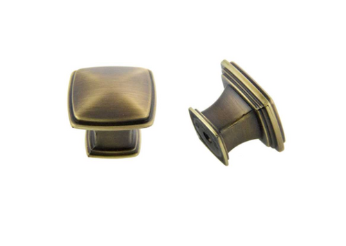 Square Charlotte Knob Antique Satin Brass 32mm- 061
