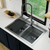 Matrix 33" Top Mount Gunmetal Grey Workstation Double Bowl Sink with Accessories- 032
