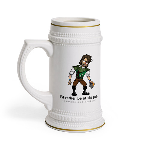 Official Swords and Sandals : Wolfgang "I'd rather be at the pub." Stein [Large 22oz] White