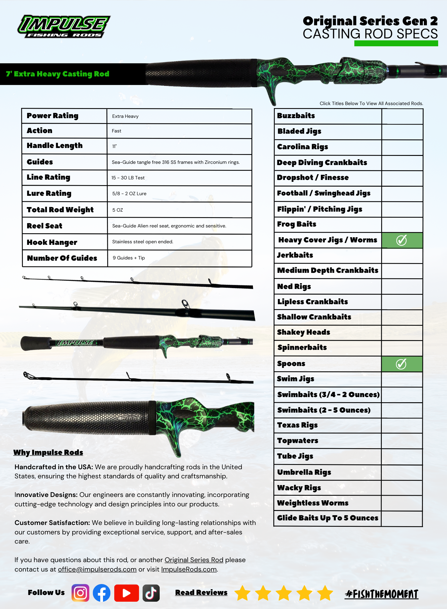 Impulse Original Series 7' Extra Heavy Casting Rod