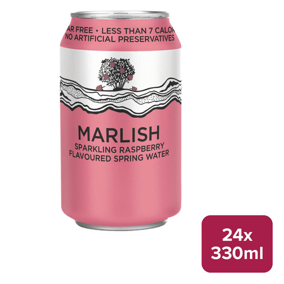 Marlish Sparkling Raspberry Water (Sugar Free) 24 x 330ml Can - 57462613_B.jpg