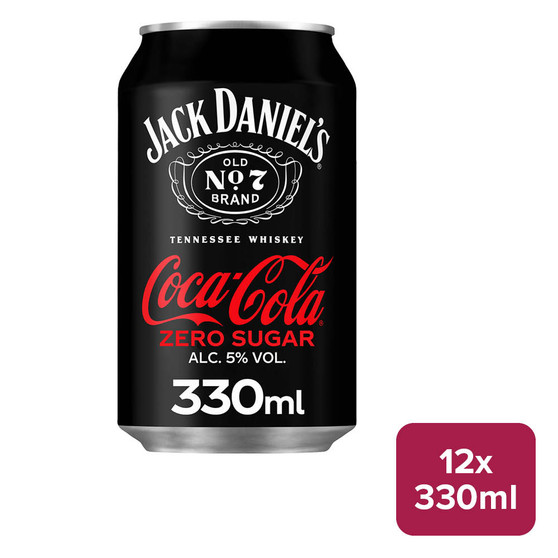 Jack Daniel's & Coca-Cola Zero Sugar 12 x 330ml Can - 36658781_B.jpg