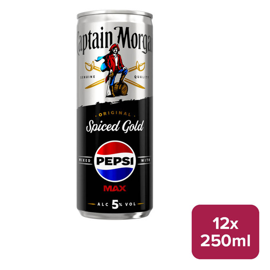 Captain Morgan Spiced Gold & Pepsi Max 12 x 250ml Can - 36020721_B.jpg