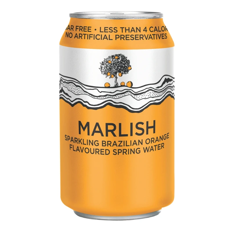 Marlish Sparkling Brazilian Orange Water (Sugar Free) 24 x 330ml Can