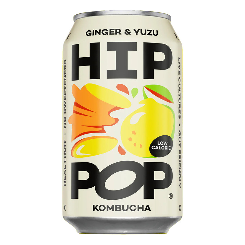 Hip Pop Ginger & Yuzu Kombucha 12 x 330ml Can