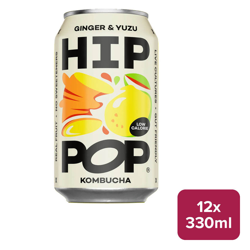 Hip Pop Ginger & Yuzu Kombucha 12 x 330ml Can - 58745106_B.jpg