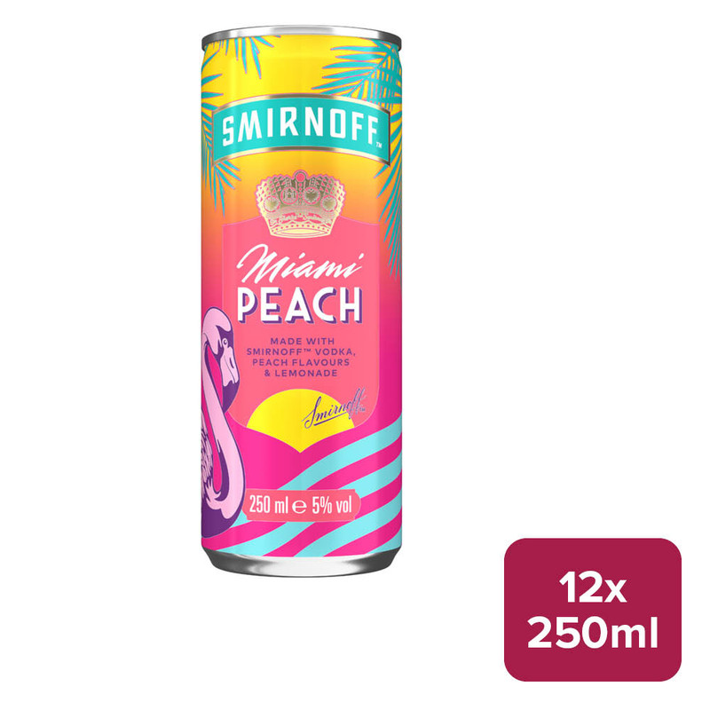 Smirnoff Miami Peach Vodka & Lemonade 12 x 250ml Can - 32160565_B.jpg