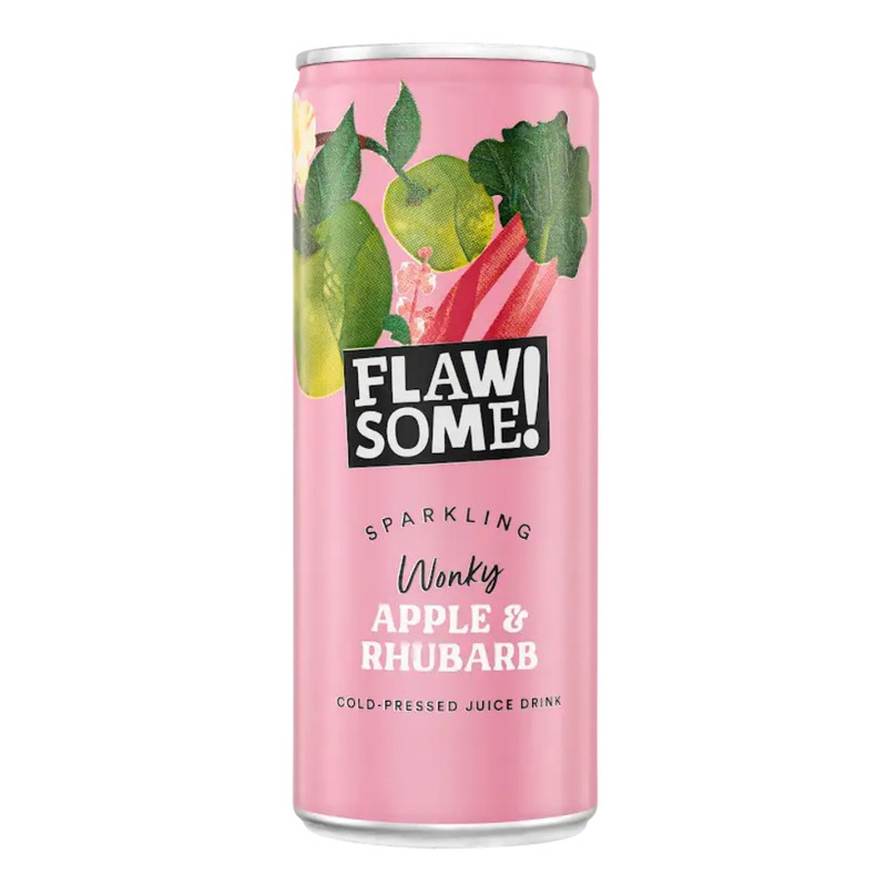 Flawsome! Apple & Rhubarb Lightly Sparkling Juice Drink 24 x 250ml Can