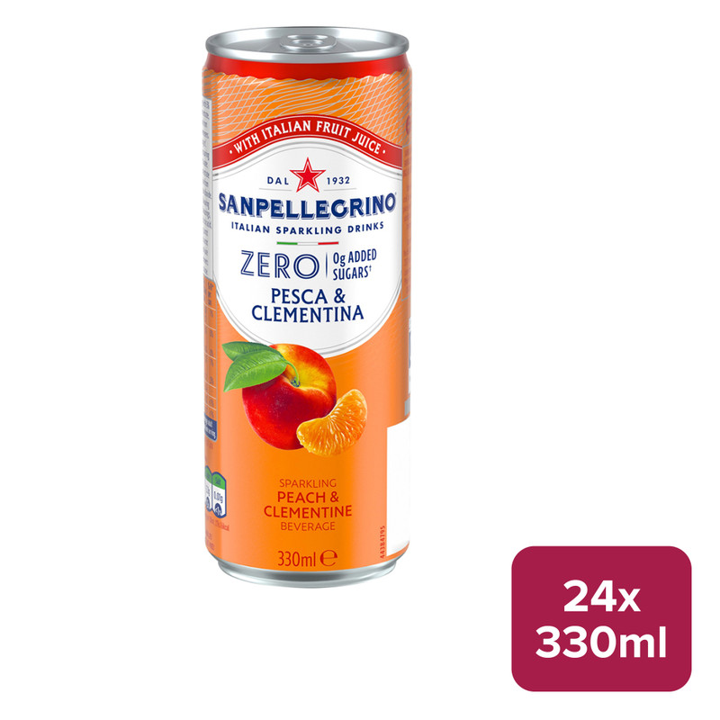 San Pellegrino Zero Sparkling Pesca & Clementina 24 x 330ml Can - 59290125_B.jpg