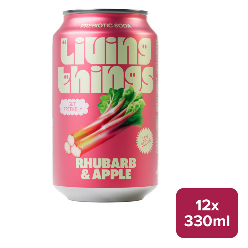 Living Things Rhubarb & Apple Prebiotic Soda 12 x 330ml Can - 58370522_B.jpg