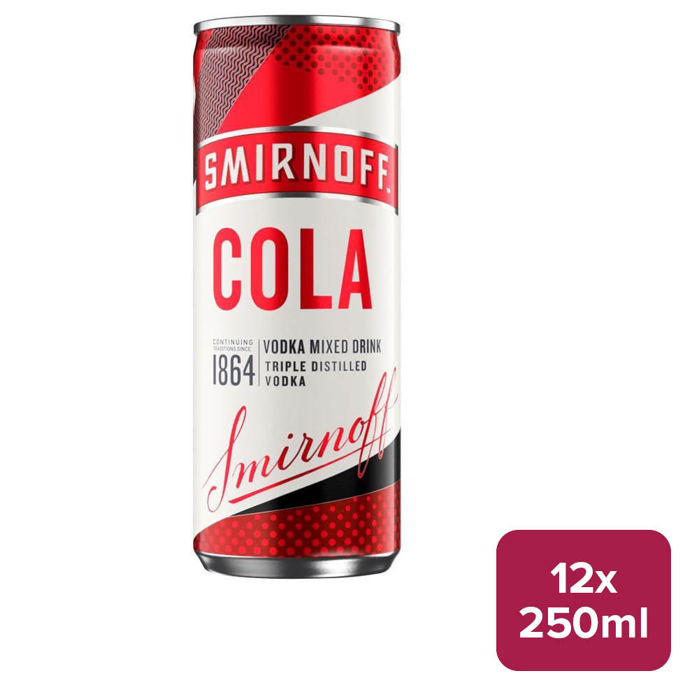 Red Label Cola Smirnoff No. 21 Red Label Vodka & Cola 12 x 250ml Can - LWC eCatalog