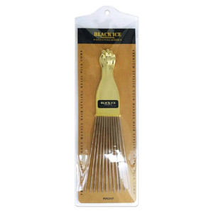 Black Ice Metal Pick Comb/Gold Handle