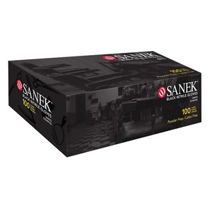 Sanek Black Nitrile Gloves 100 Pack - Large Sanek Black Nitrile Gloves 100 Pack - Large