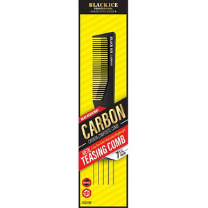 Black Ice Carbon Metal Teasing Fine Tooth Comb 7.5" Black Ice Carbon Metal Teasing Fine Tooth Comb 7.5"