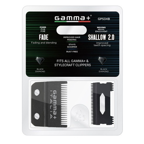 Gamma+ Black Diamond DLC Fade Shallow Tooth 2.0 Clipper Blade Set