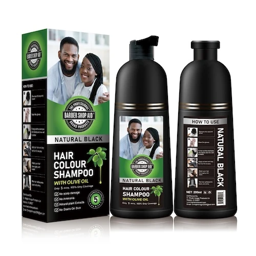 Barber Shop Aid Natural Black Hair Color Shampoo- 6.76oz