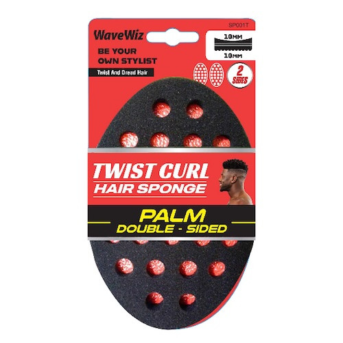 WaveWiz Twist Curl Hair Sponge Palm Double Sided Curved 10/10mm