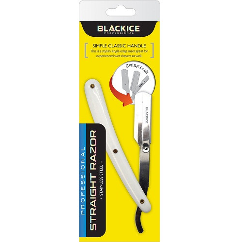 Black Ice Simple Classic Handle Straight Razor (White)