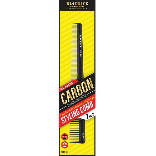 Black Ice Carbon Styling Comb Taper 7"