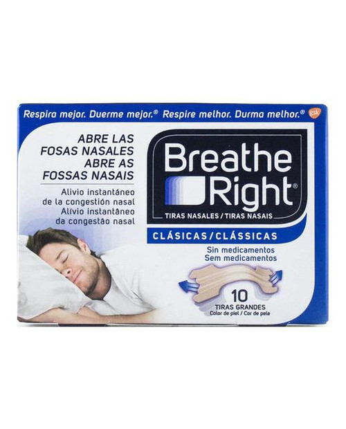 10 tiras nasales clásicas tamaño grande breathe right