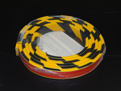 Thin Flat Surface Protector, 16ft x 1.56in with Self-Stick Adhesive, Black-Yellow