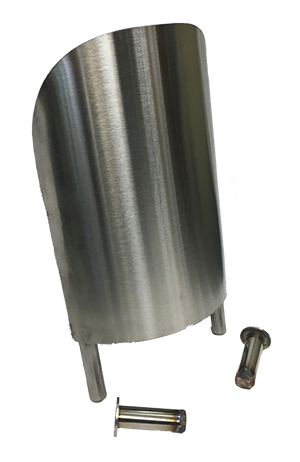 Removable - Floor Mounted - Stainless Steel Corner Guard, 16in x 8.5in Diameter, 12ga, Satin #4 Brushed Finish, With Floor Sleeves, (Box of 2)