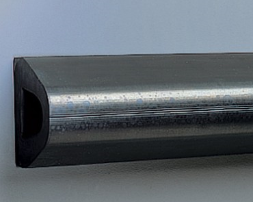 D Shape Extruded Rubber Bumper, D2B, Undrilled, 6ft length x 2in height x 1-3/4in depth,
