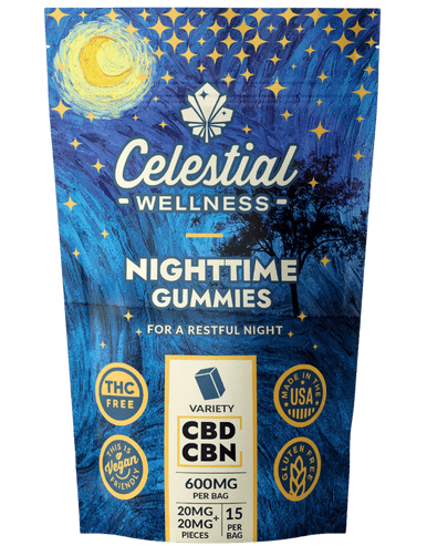 Celestial Wellness THC-Free Nighttime CBD:CBN Gummies (Vegan) - Hemp product from Emerald Medicine Company