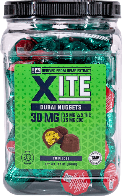 Xite Dubai Chocolate Nuggets Delta-9:CBD - Image 1 | Emerald Medicine Company