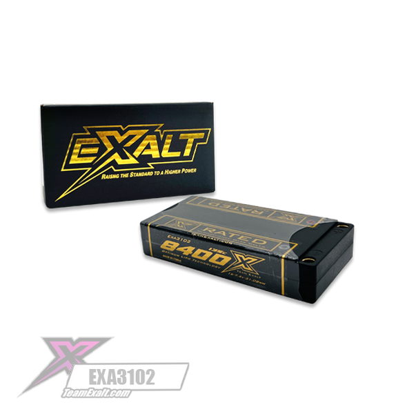 Exalt X-Rated 1S 135C Hardcase LiPo Battery (3.7V/8400mAh) w/5mm Bullets (EXA3102)