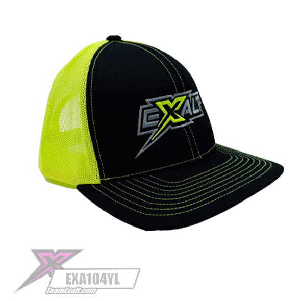 Exalt Curved Bill Snapback Hat (Black/Flo Yellow) (One Size Fits Most) (EXA104YL)