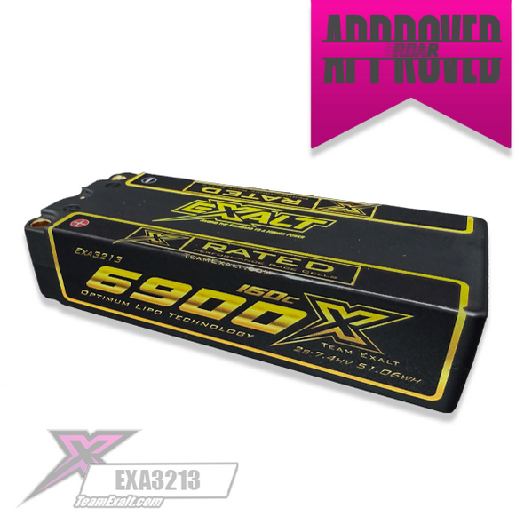 Exalt X-Rated 2S 160C Mid Shorty Lipo Battery (7.4V/6900mAh) w/5mm Bullets (EXA3213)