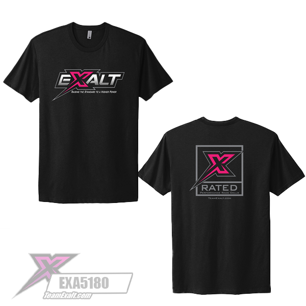 Exalt "X-RATED" Graffix T-Shirt (SMALL)
Features:
4.3 oz./yd², 100% combed ringspun cotton, 32 singles
90/10 cotton/polyester
Fabric laundered
Set-in 1x1 baby rib collar
Hemmed sleeves
Side seams
Tear away label