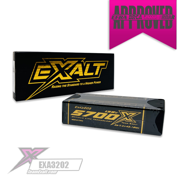 Exalt X-Rated 2S 135C Hardcase Shorty Lipo Battery (7.4V/5700mAh) w/5mm Bullets (EXA3202)