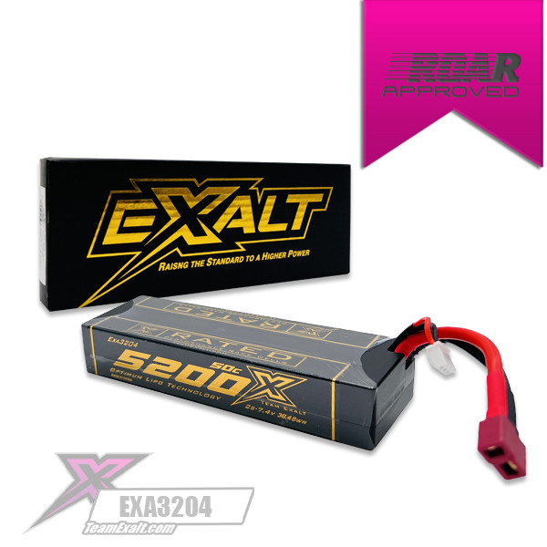 Exalt X-Rated 2S Stick Hardcase Lipo Battery (7.4V/5200mAh) w/Deans Connector (EXA3204)