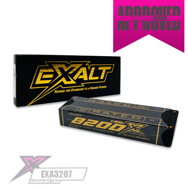 Exalt X-Rated 2S 135C Stick Hardcase Lipo Battery (7.4V/8200mAh) w/5mm Bullets (EXA3207)
