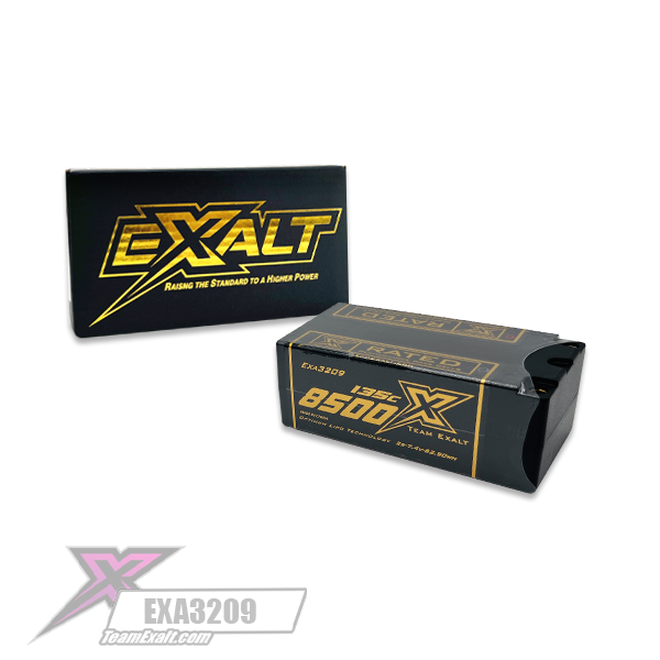 Exalt X-Rated 2S 135C Hardcase "FAT" Shorty Lipo Battery (7.4V/8500mAh) w/5mm Bullets (EXA3209)