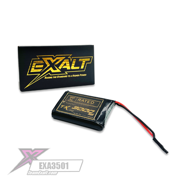 Exalt X-Rated 1S Lipo TX/Receiver Battery (3.7V/3000mAh) w/Futaba Connector (EXA3501)