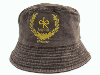 Stylish Daily Roller bucket hat with a vintage feel and intricate metallic gold d∞R™ embroidery