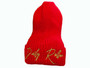 Iconic Daily Roller Vivid Red knitted hat with a eye catching aesthetic and a striking metallic gold d-infinity-r mark