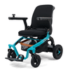 Ally Power Wheelchair in Teal, front three-quarter view facing left