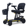 Buzzaround CarryOn HD Travel 4-Wheel Scooter in Yellow, front three-quarter view facing left